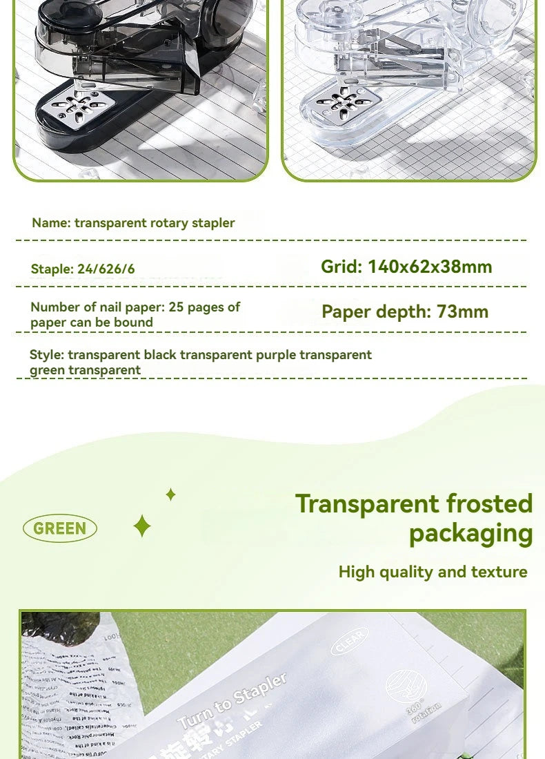 Transparent 360° Rotating Long Reach Stapler