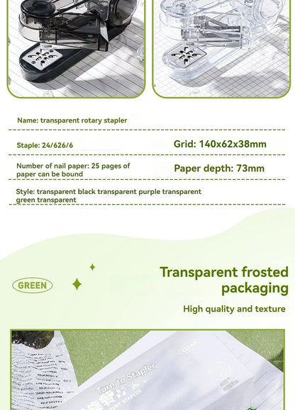 Transparent 360° Rotating Long Reach Stapler