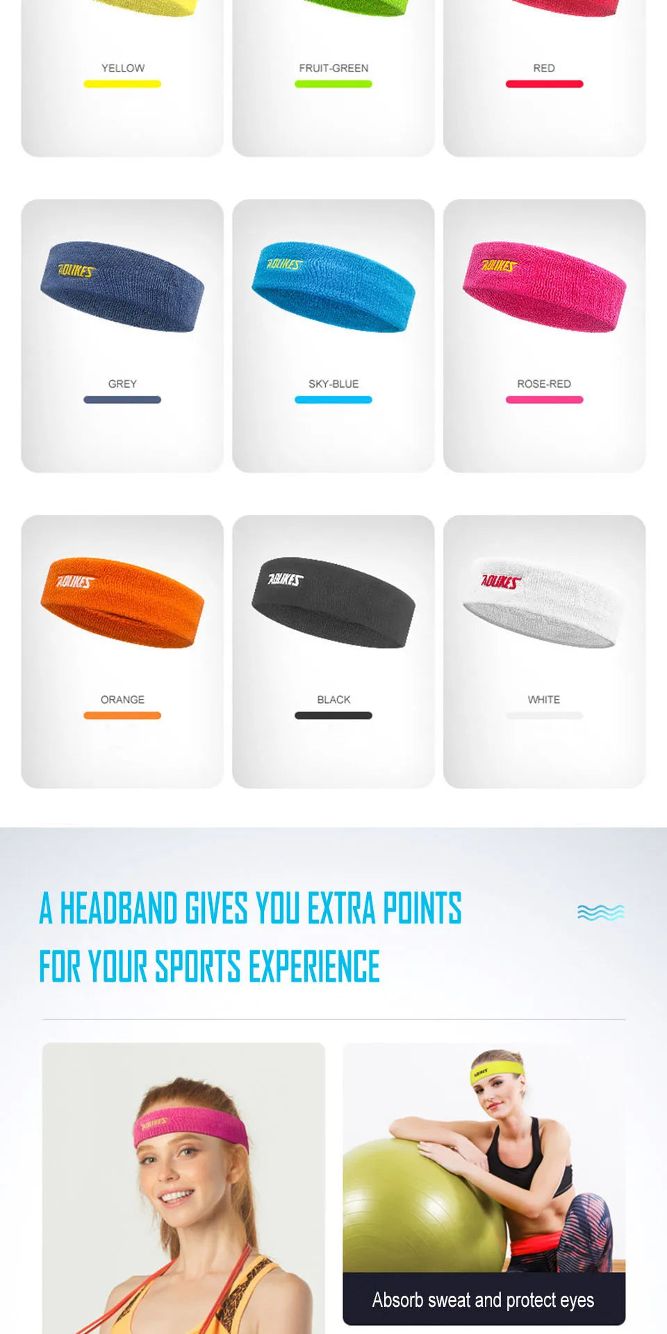 AOLIKES Cotton Sports Sweat Headband