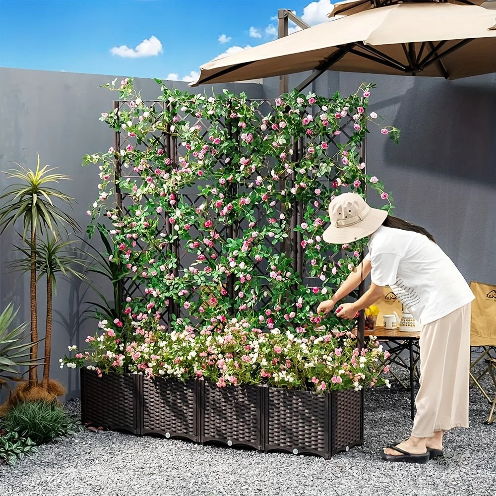 Raised Garden Planter Box with Climbing Trellis