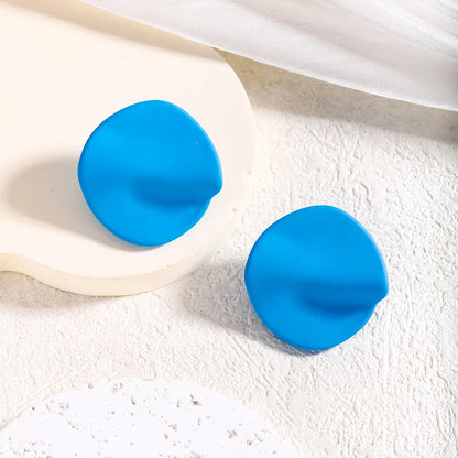 Candy Colored Button Shape Round Acrylic Earrings