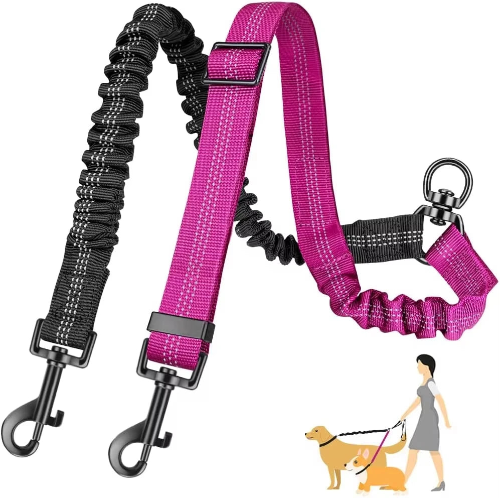 Dual Dog Leash Attachment with Bungee Strap