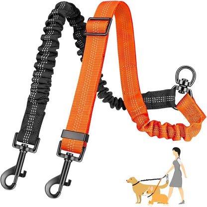 Dual Dog Leash Attachment with Bungee Strap