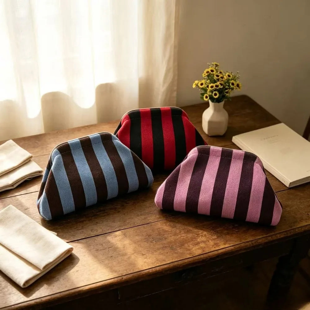 Bright Striped Knit Cloud Bag