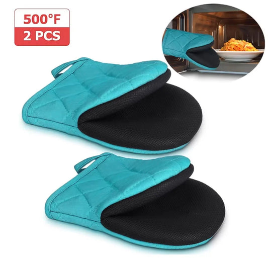 Heat-Resistant Short Oven Mitts