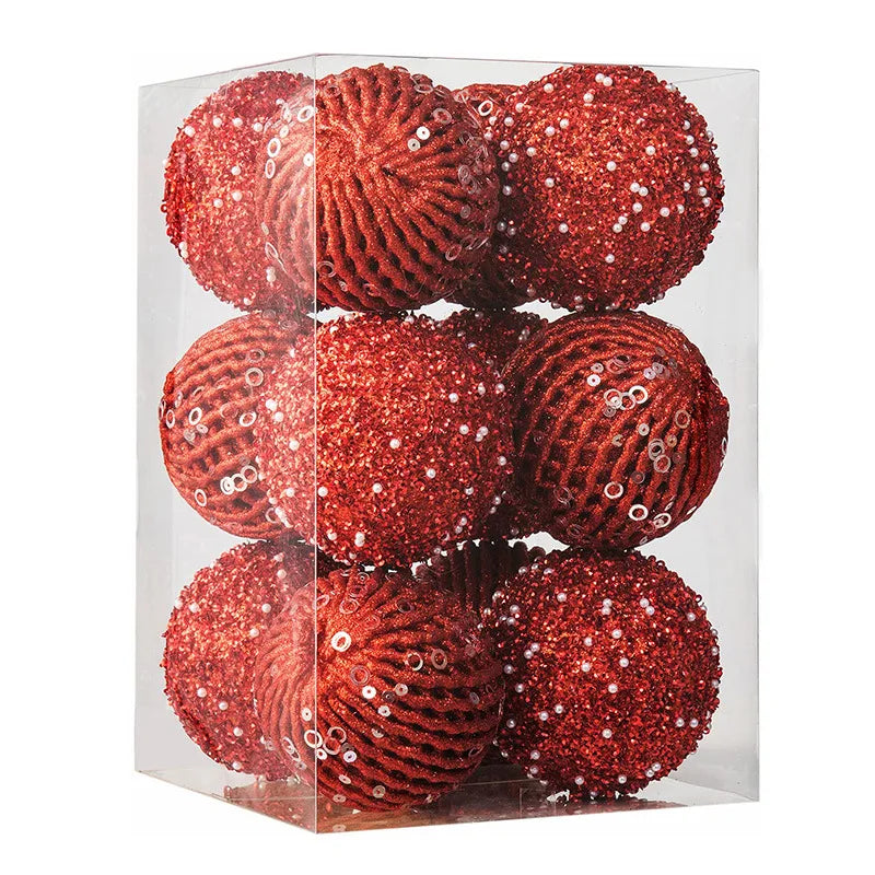 12-Piece Glitter Christmas Bauble Set