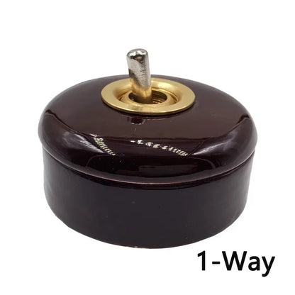 Retro Round Ceramic Toggle Wall Light Switch