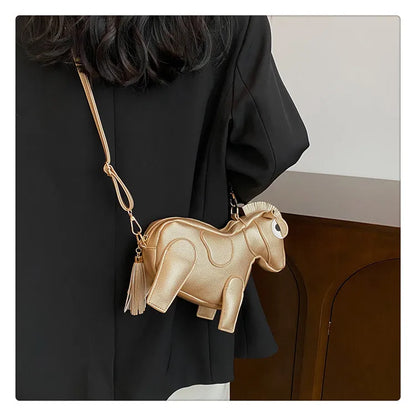 Horse-Shaped PU Leather Crossbody Shoulder Bag
