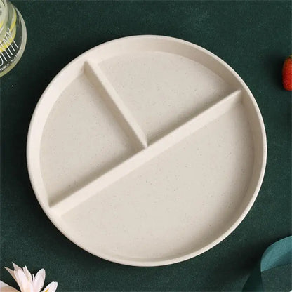 Divided Dish In 3 Reusable Round Dinner Plate