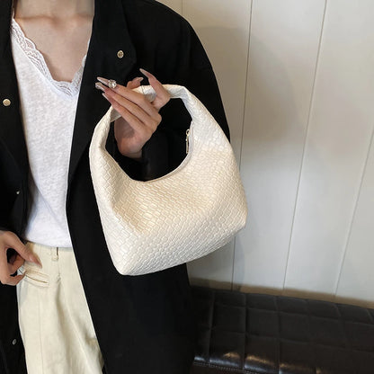Women’s Woven Embossed PU Leather Hobo Shoulder Bag