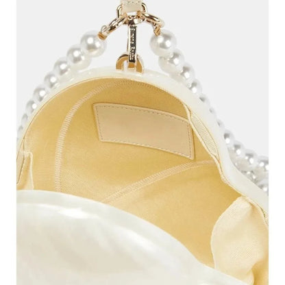 Pearl Handle Heart Evening Bag