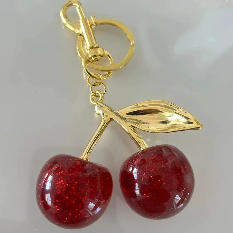Red Cherry Pendant Keychain Charm