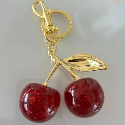 Red Cherry Pendant Keychain Charm