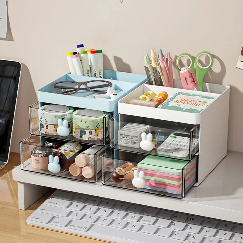 Small Desktop Organizer with Drawers & Storage Box