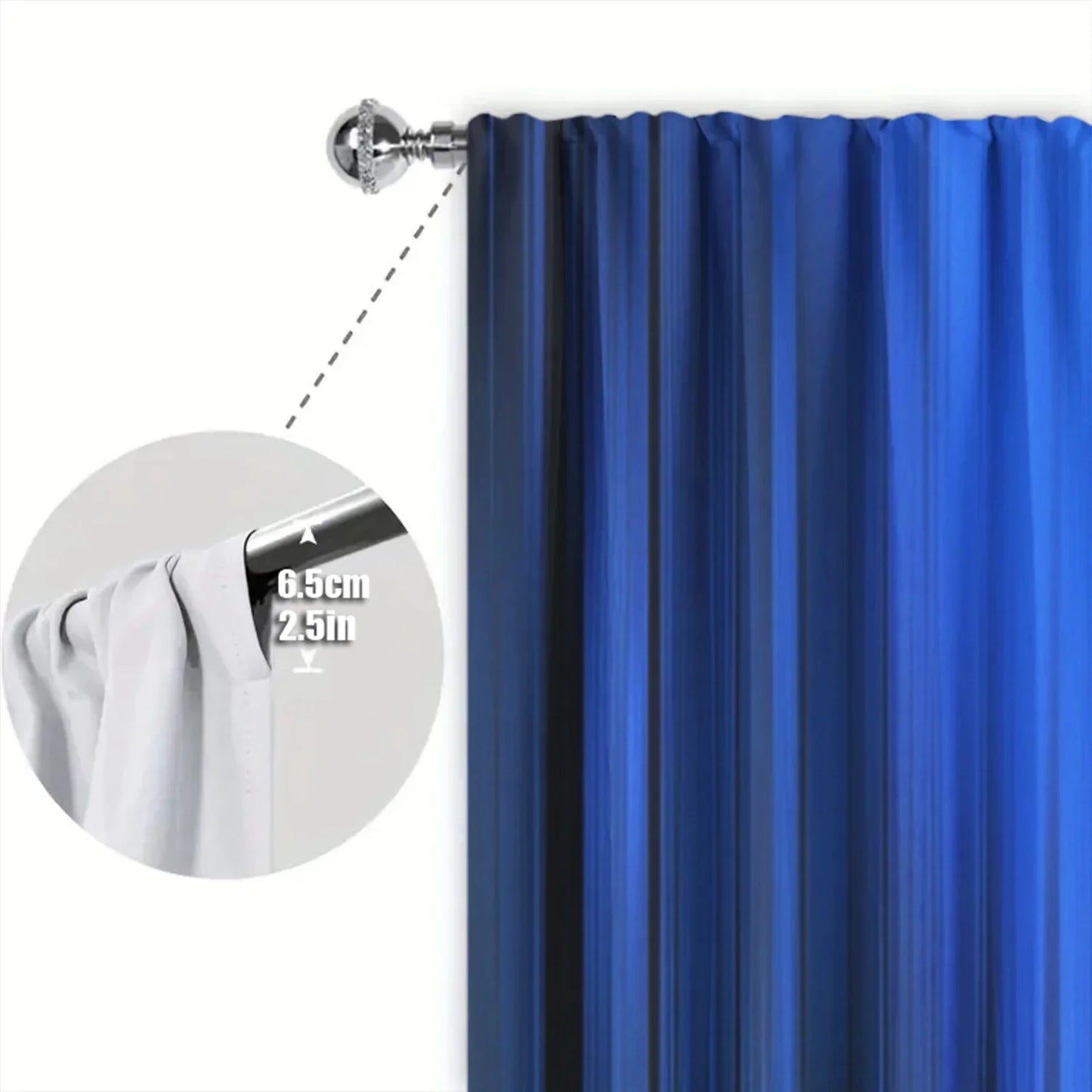 Blue & Black Gradient Stripe Window Curtains