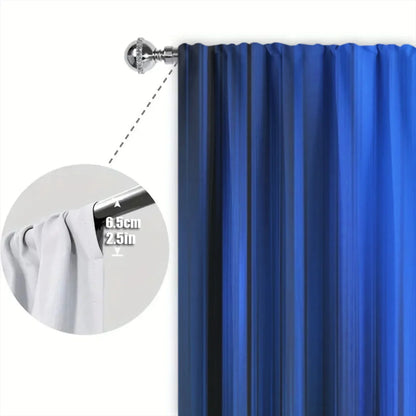 Blue & Black Gradient Stripe Window Curtains