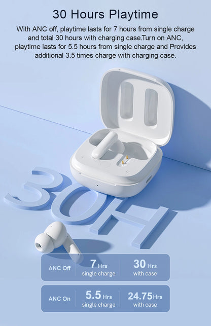 Bluetooth 5.3 Noise Cancelling Earphones with 30-Hour Battery