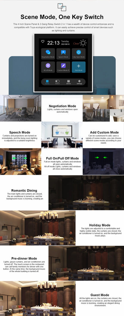 Smart Zigbee Touch Screen Scene Control Panel