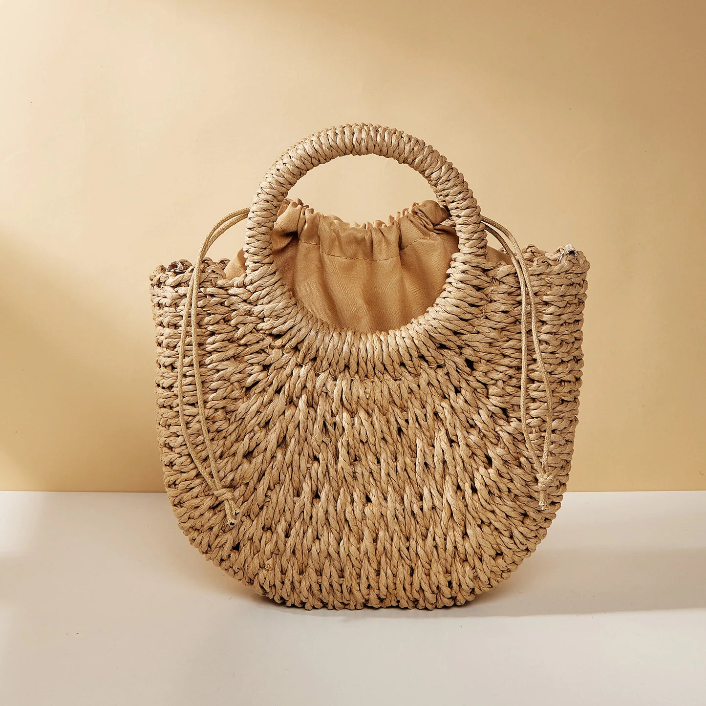 Handwoven Straw Rattan Crossbody Beach Bag