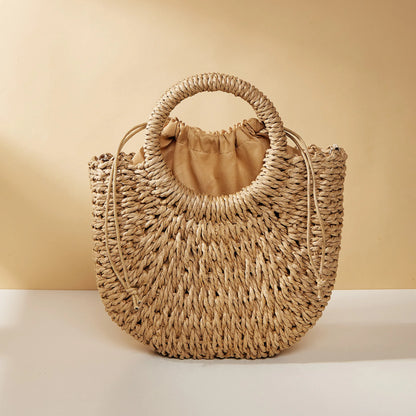 Handwoven Straw Rattan Crossbody Beach Bag