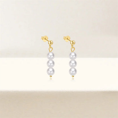 Aide 925 Sterling Silver Pearl Beading Drop Earrings