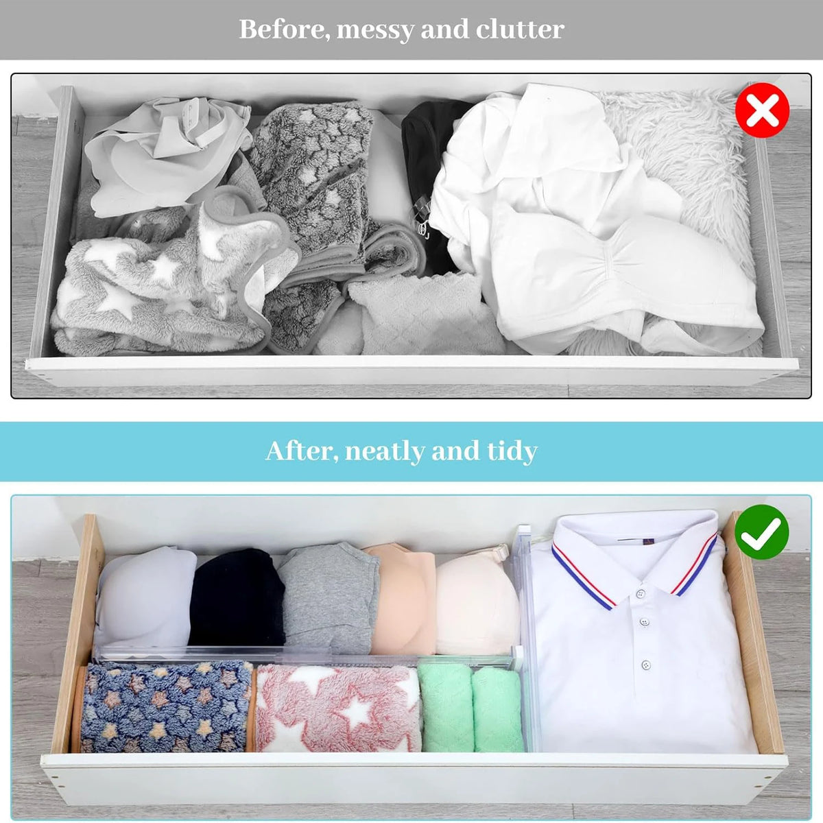 Adjustable Clear Drawer Dividers Organizer