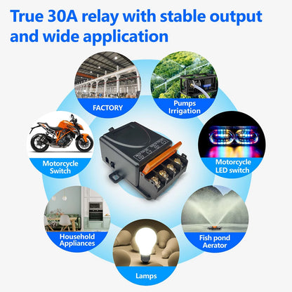 12V–72V DC Wireless Relay Receiver with 70m Remote Range