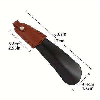 Stainless Steel Shoehorn with Leather Handle