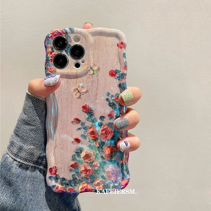 Laser Blue Light Flowers Phone Case For iPhone 14 Pro Max 11 12 13 Pro Max