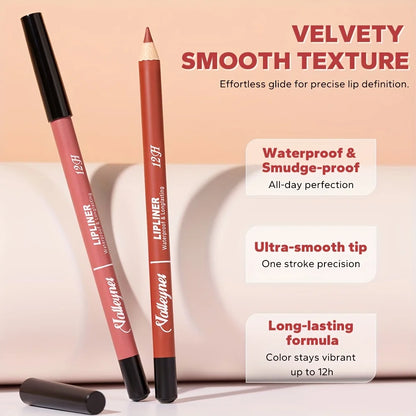 Waterproof Velvet Lip Liner Duo – Long-Lasting Matte Lip Makeup Pencil