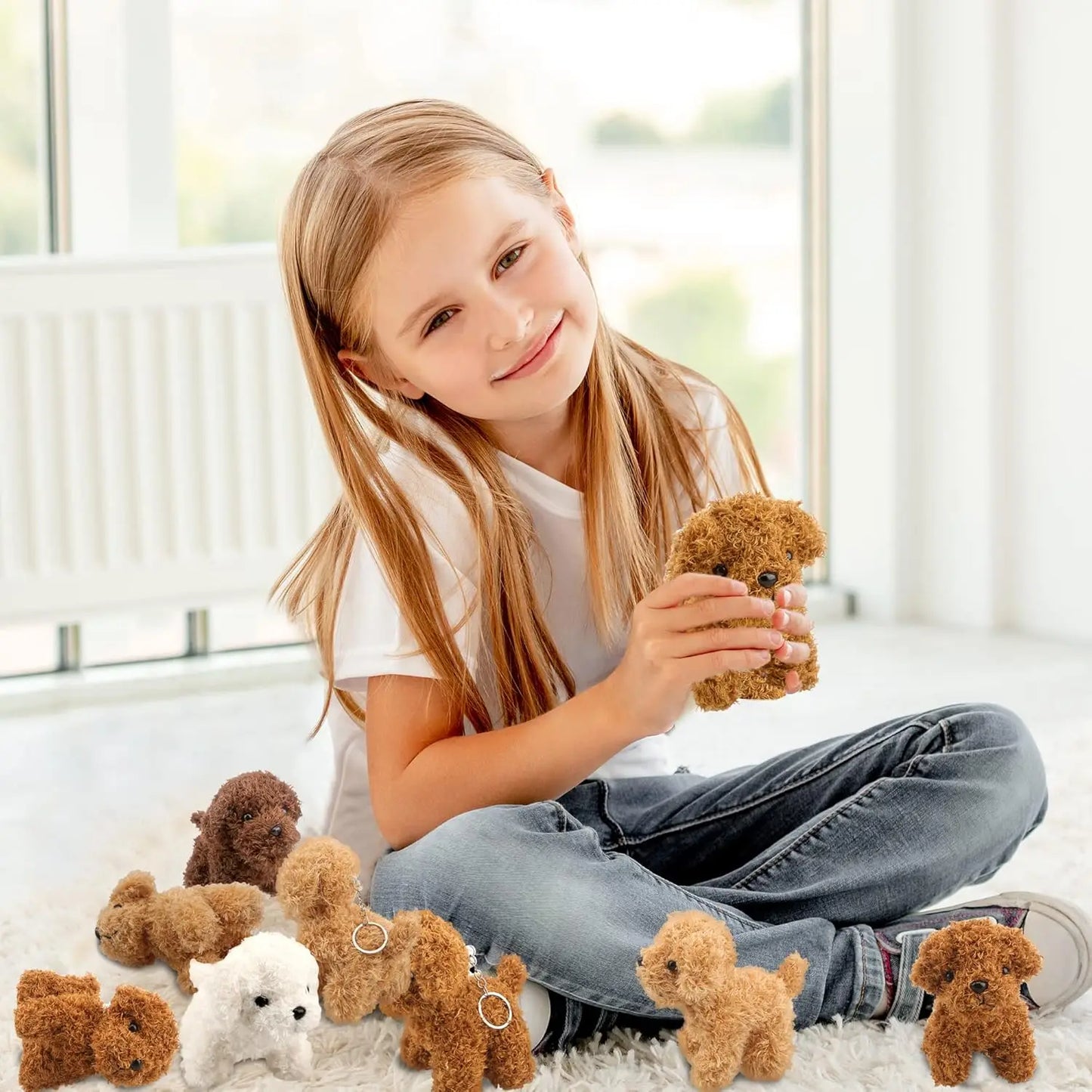 Teddy Dog Plush Keychain Toy Set