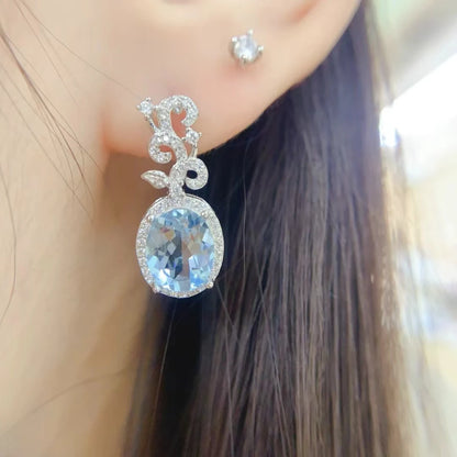 925 Silver Natural Gemstone Drop Earrings