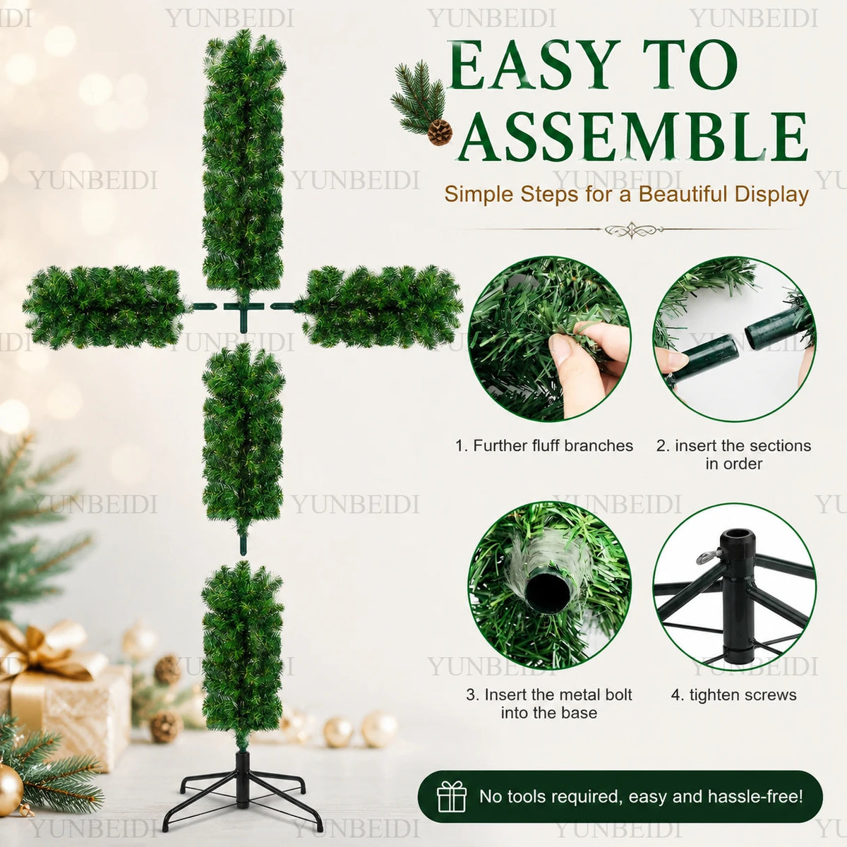 LED Cross-Shaped Christmas Tree