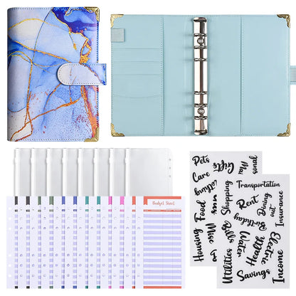 A6 Marble Budget Planner Binder with Cash Envelopes