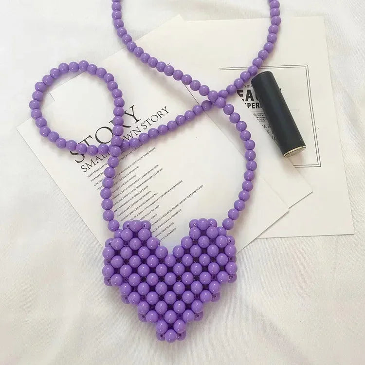 Mini Heart Beaded Crossbody Bag