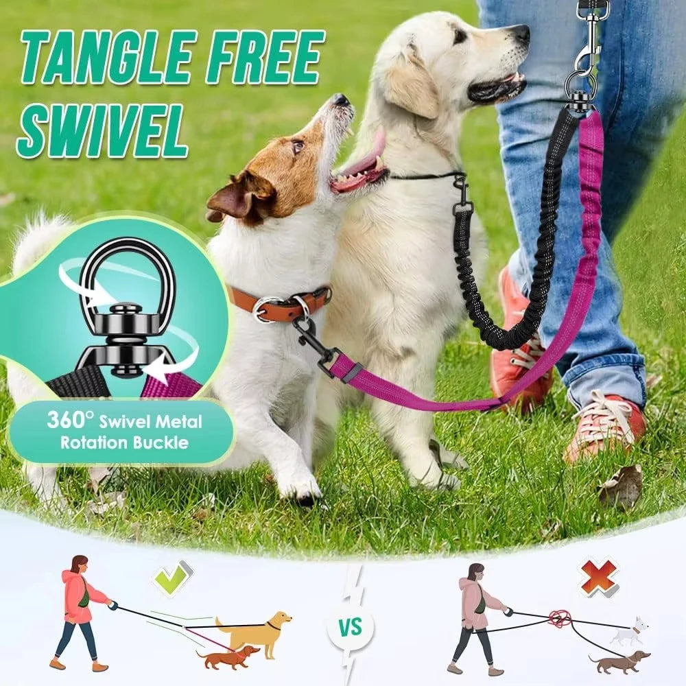 Dual Dog Leash Attachment with Bungee Strap