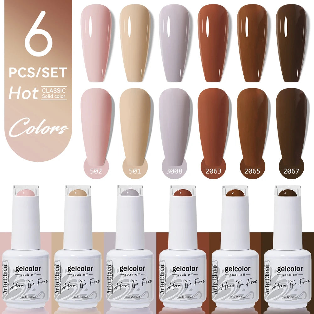 Arte Clavo 6PCS HEMA & TPO Free Gel Nail Polish Set