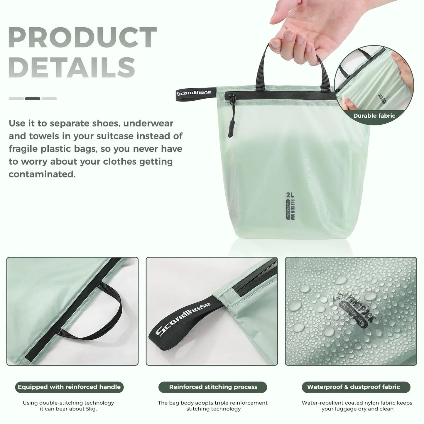 Waterproof Travel Storage Pouch with Zipper Handle