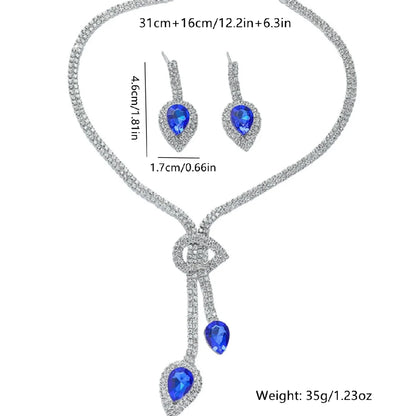 Crystal Water Drop Necklace & Earring Set