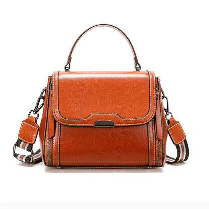 Genuine Cow Leather Top Handle Crossbody Bag