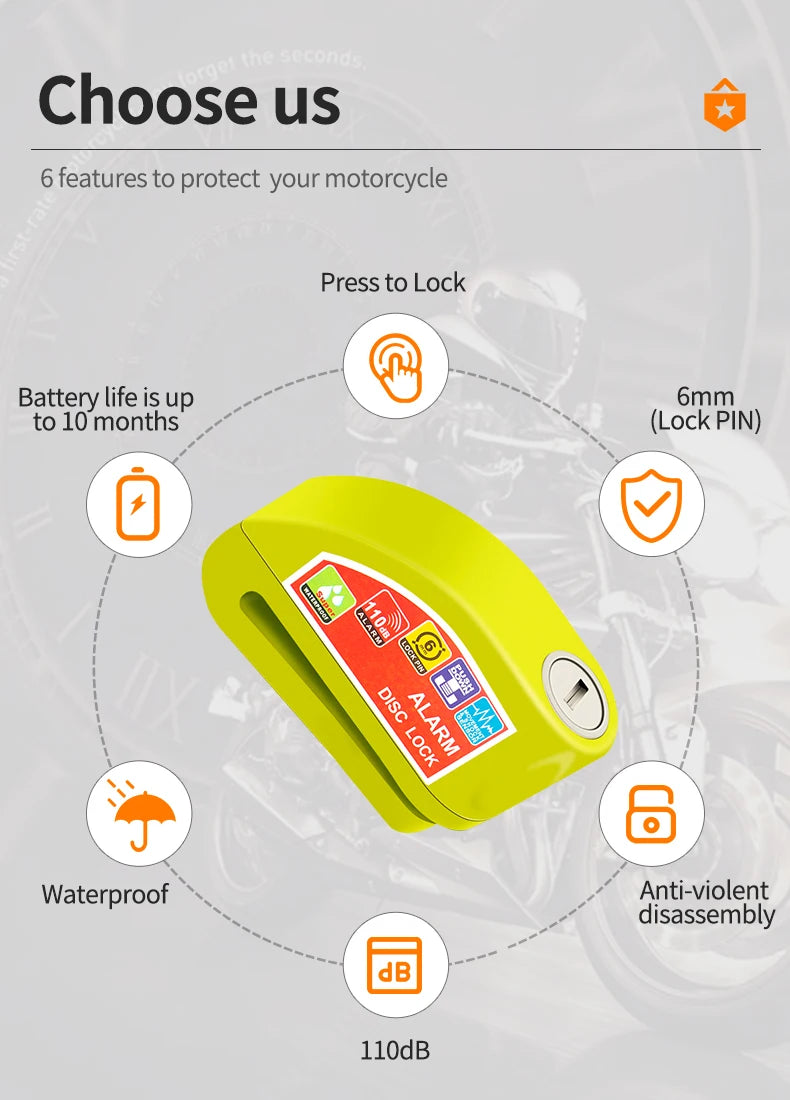 Motorcycle Disc Brake Alarm Lock