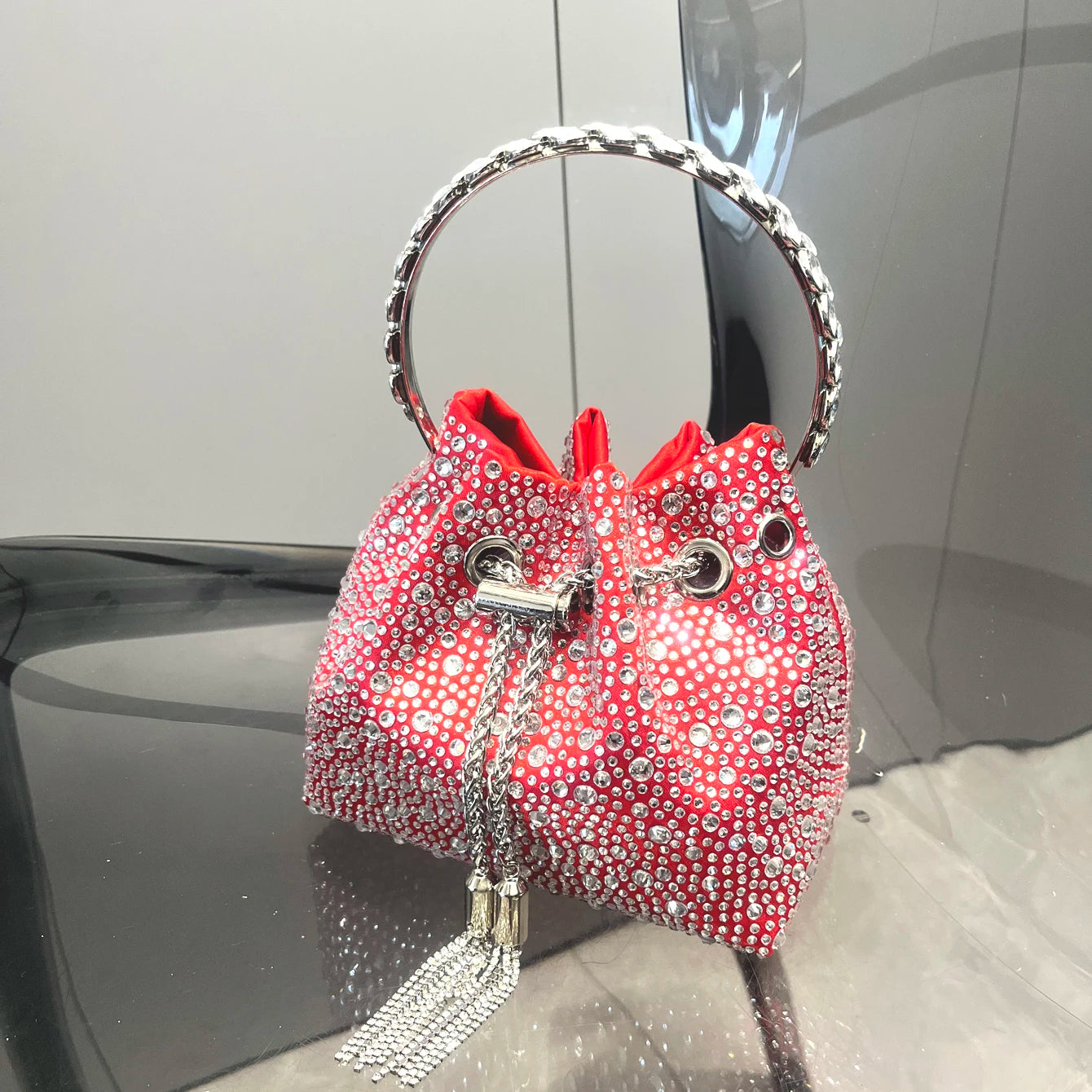 Luxury Rhinestone Bucket Evening Bag