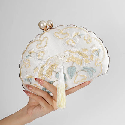 Vintage Lace Shell Evening Clutch Bag