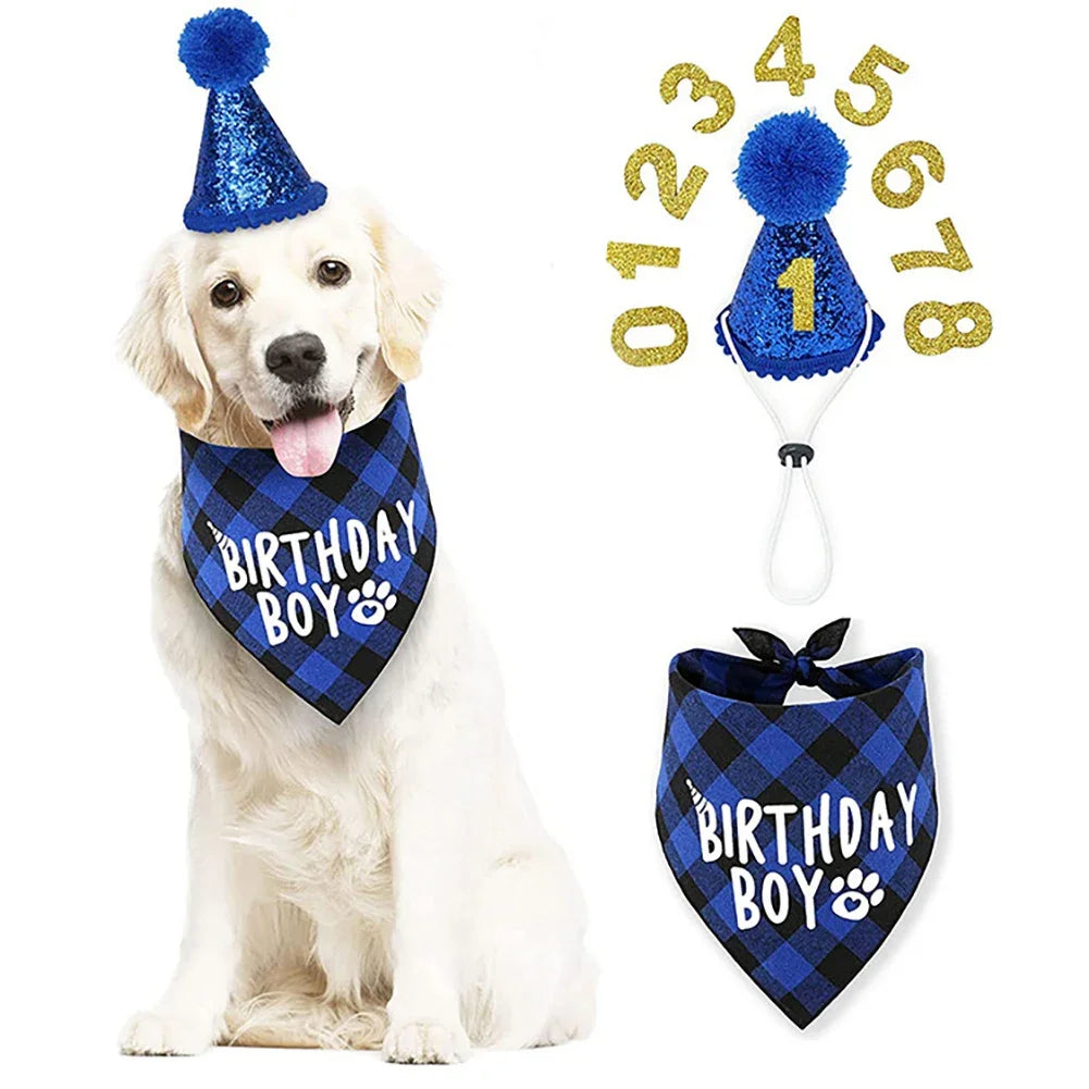 Dog Birthday Party Hat & Bandana Set
