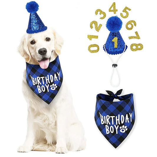 Dog Birthday Party Hat & Bandana Set