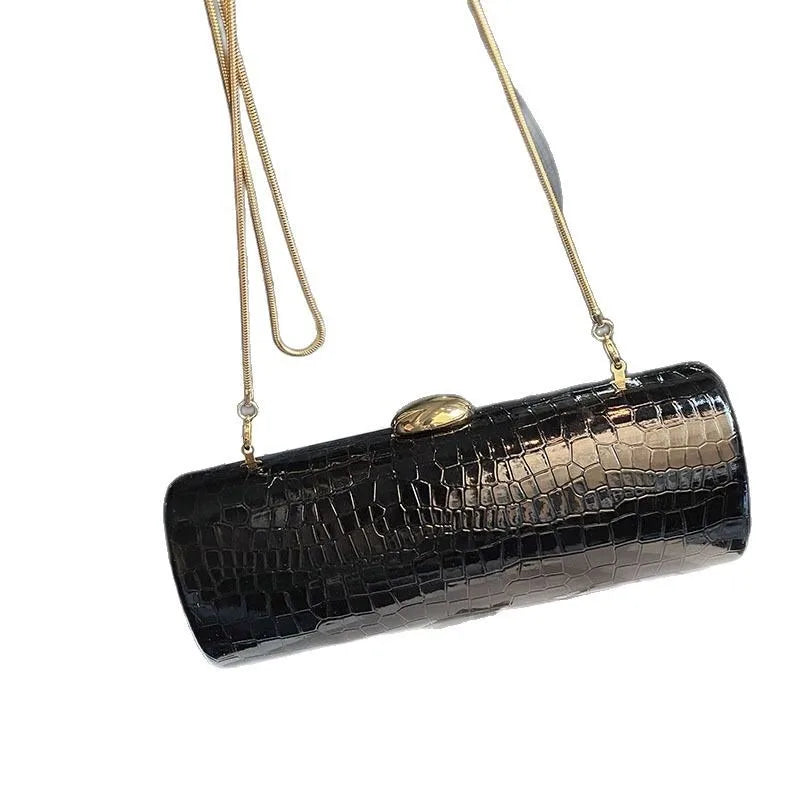 Burgundy Croc-Embossed Evening Clutch