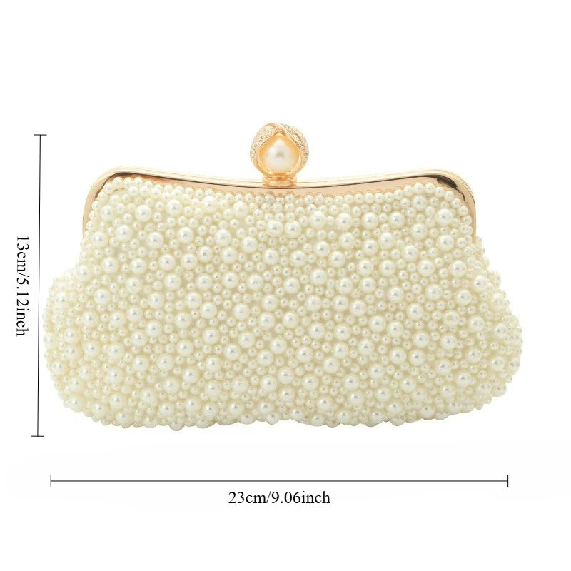 Pearl Beaded Shell Evening Clutch