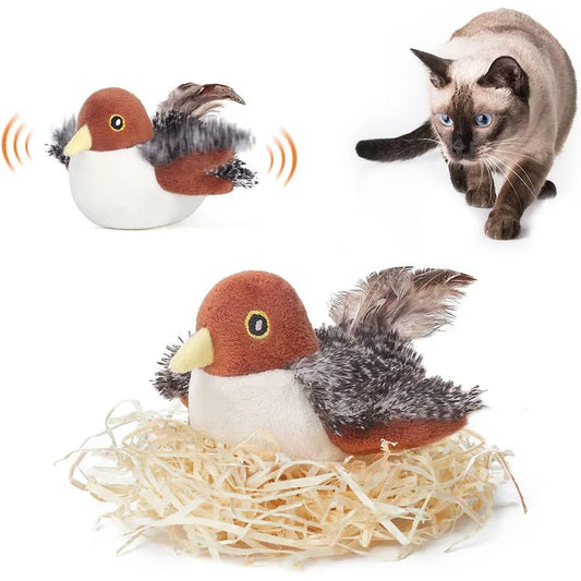Interactive Sound Bird Feather Toy for Cats