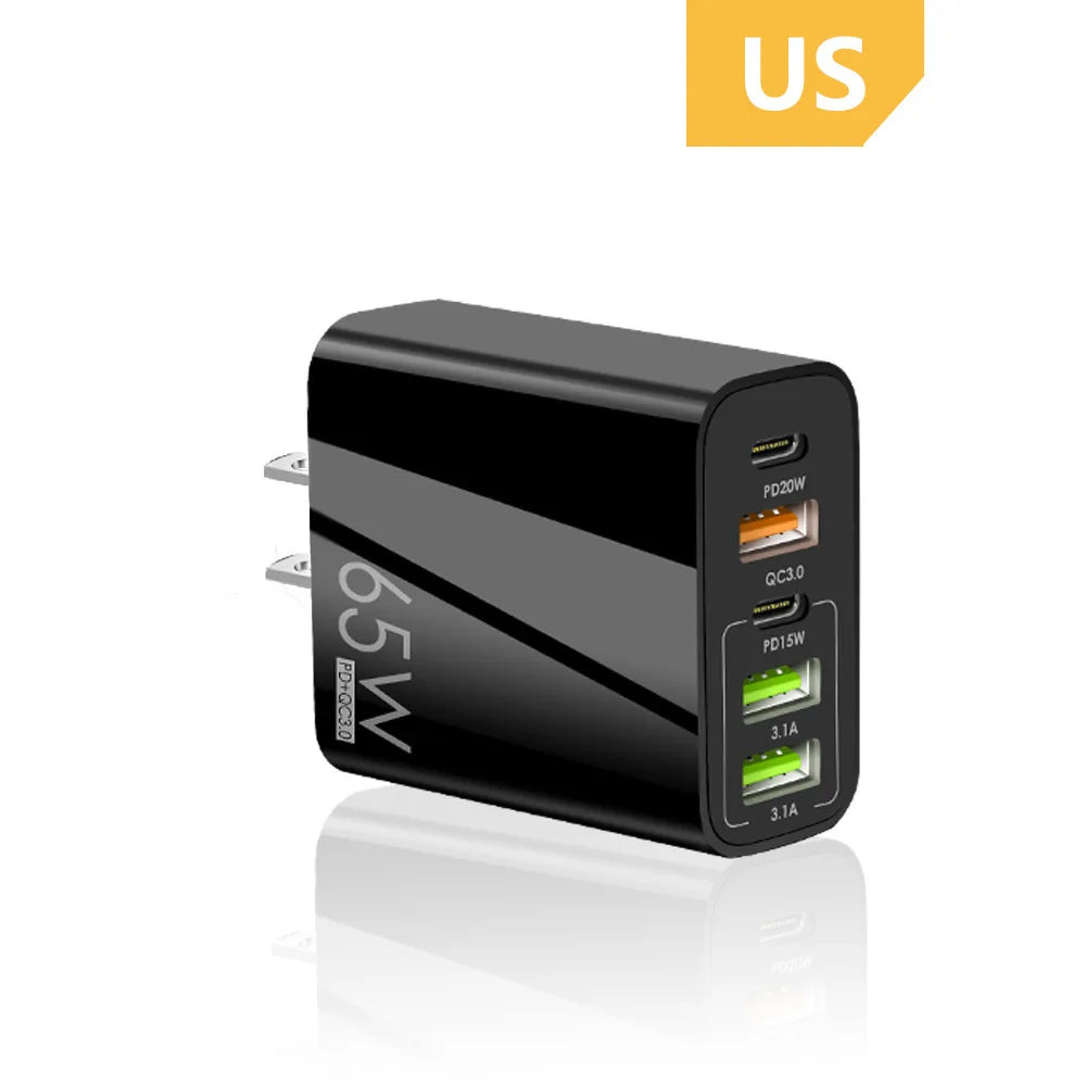 65W 5-Port USB & USB-C Fast Wall Charger