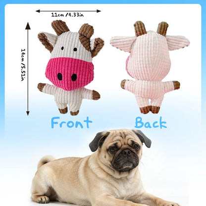 Corduroy Cow Squeaky Dog Toy